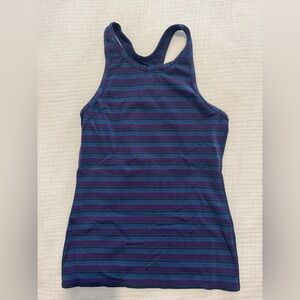 Outdoor Voices Navy and Purple Striped Tank Top